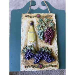 Tile‎ Wine Bottle Grapes Wall Decor Kitchen Art Italian Tuscan Style Hanging